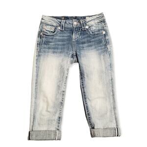 Miss Me Blue and White Cropped Jeans